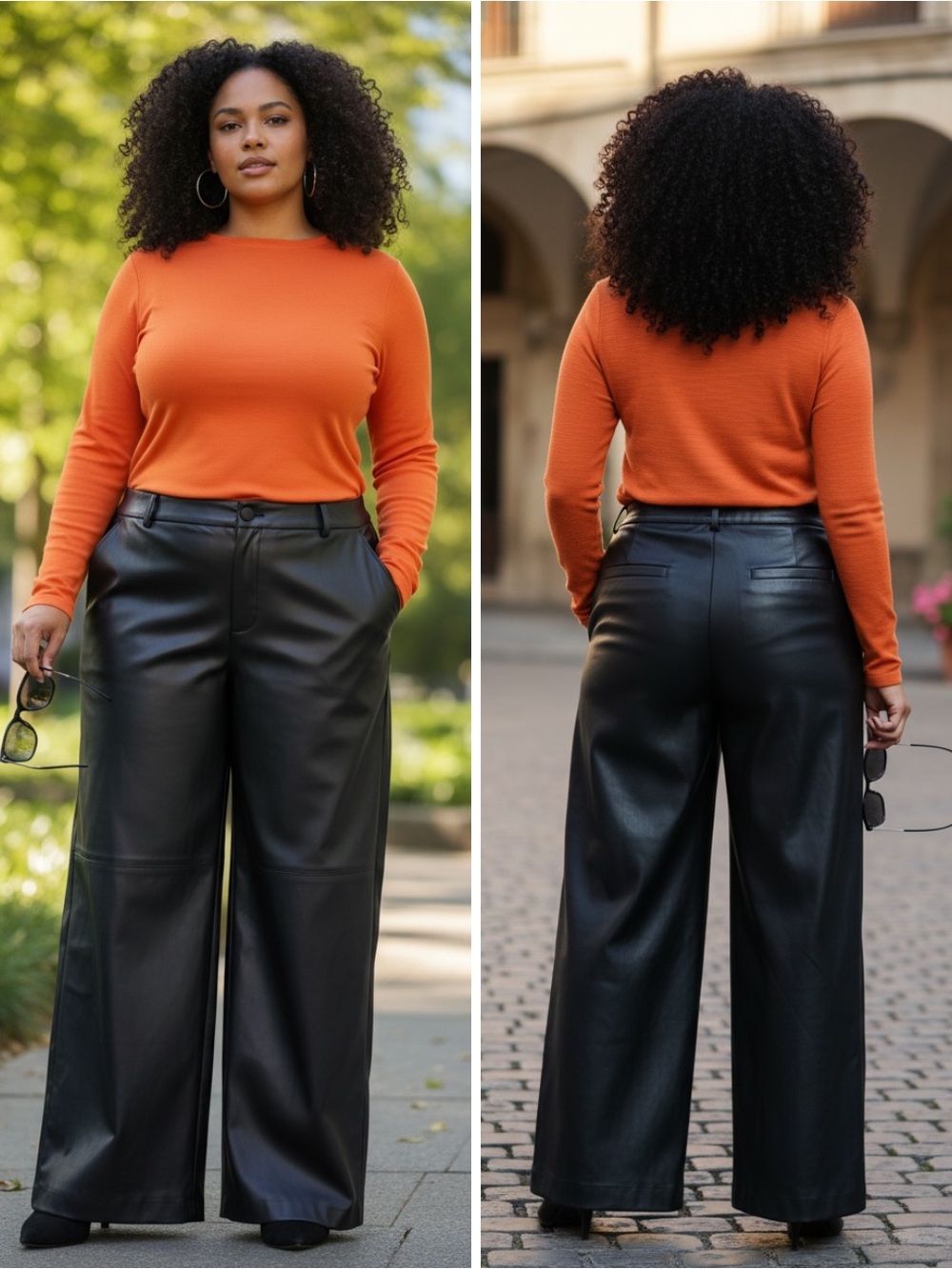 NWT Ashley Graham Plus Size Black Straight Faux Leather Trousers Sizes 24-30